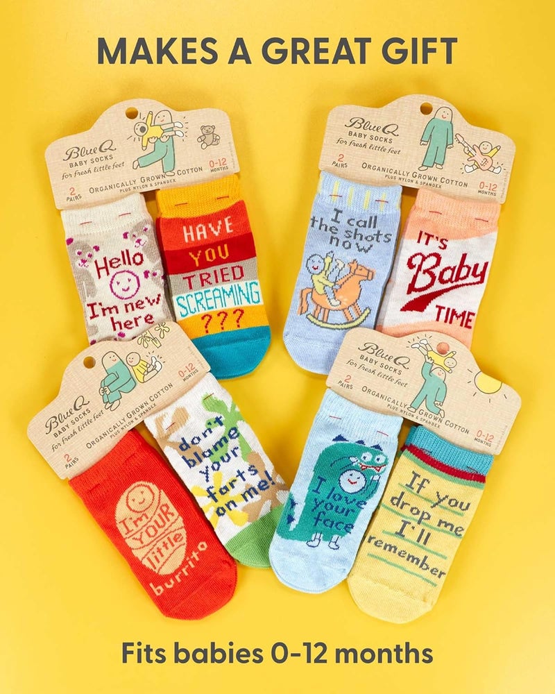 Blue Q Funny Baby Socks 2 Pairs - Gender Neutral Cute Baby Socks for 0-12 Months, Organically Grown Cotton, Newborn Essential - Image 3